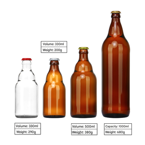 Gran cantidad en stock, envío rápido en 3 días. Botella de cerveza de vidrio ámbar de 330ml - 1000ml con tapa corona. - Product Image 2
