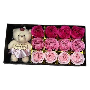 2026 AYOYO Hari Valentine Hari Ibu 12 Buah Kotak Hadiah Bunga Sabun dan Boneka Beruang Mawar Hadiah Kreatif untuk Wanita Ibu - Product Image 1