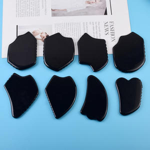 Grosir pelat Obsidian hitam kerokan Gua Sha alat pijat terapi wajah anti-penuaan batu antikeriput untuk wanita - Product Image 2