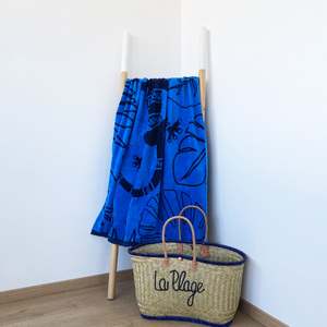 Festo Jacquard Blue 90x170 <b>Terry</b> Velour Beach <b>Towel</b> 400g/m² for Relaxing by the Water - Product Image 2