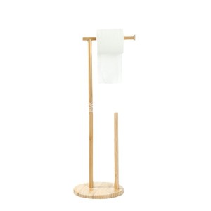 Portarrollos de bambú, soporte de papel higiénico de bambú para cocina y comedor, estante de almacenamiento, soporte para film transparente, toallero de mano. - Product Image 2