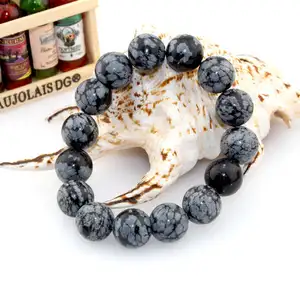 Natural Snowflake Obsidian Bracelet Chakra Wrist Beads Jewelry Men Women Healing Bracelet Gift