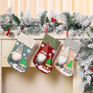 New <b>large</b> Christmas stockings, 3D Christmas linen stockings with a faceless old man <b>doll</b>, candy bag/gift bag - Product Image 2