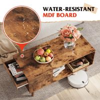 Table basse en bois portable à hauteur réglable, plateau relevable, écologique, montage facile, design moderne et luxueux, rangement multifonctionnel