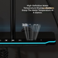 Ensemble de robinetterie de douche murale de luxe moderne en aluminium avec affichage numérique LED et jet de massage doux pour hôtels