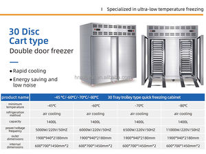 Congelador Comercial de Dos Puertas con Carro de Transporte, Enfriamiento por Aire, Acero Inoxidable, 30 Bandejas para Maquinaria de Alimentos y Bebidas - Product Image 4