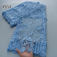 Encaje Africano de Alta Calidad 4954, Encaje Guipur Bordado con Flores 3D, Encaje Soluble en Agua, Tela de Encaje para Vestido de Novia