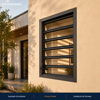 Fenêtre à persiennes en aluminium à manivelle manuelle, cadre à persiennes en verre réglable, étanche à la pluie, ventilation, pour villa, patio, sur mesure, vente en gros