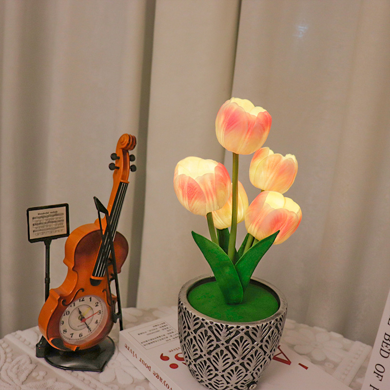 Pink tulip-touch switch touch dimming usb charging