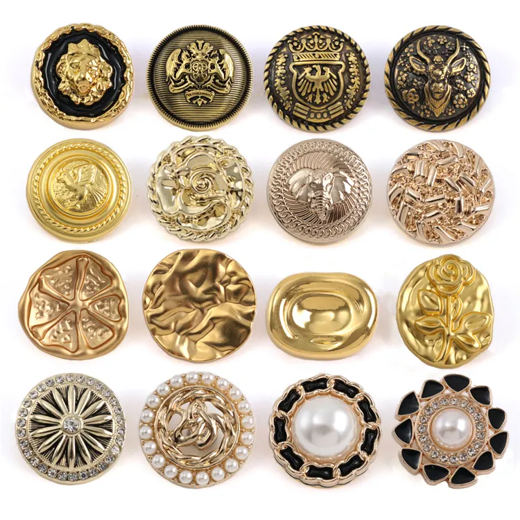Botones Personalizados OEM ODM Botones De Tela De Abrigo De Costura Dorado Botones De Vastago Logotipo De Metal