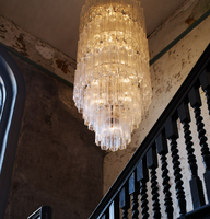 Lustre en verre de Murano de conception italienne, tube en verre décoratif long pour escalier, couloir
