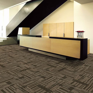 商用可拆卸 PP 方形 50*50 厘米 PVC 背衬缓冲环圈绒条纹现代酒店地毯瓷砖办公室客厅家居 - Product Image 3