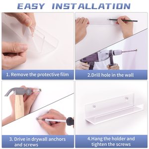 Bán buôn tùy chỉnh Wall Mount 4/7/12 inch rõ ràng trẻ em kệ sách nổi Album Acrylic giữ kỷ lục hiển thị tường kệ - Product Image 6