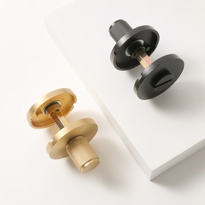 Manija de <span class=keywords><strong>Puerta</strong></span> Corredera de Cobre Puro para Apertura de Emergencia con Cerradura, <span class=keywords><strong>Dorado</strong></span>/Negro, Moleteada, Herraje Premium para Interiores de Baño - Product Image 5