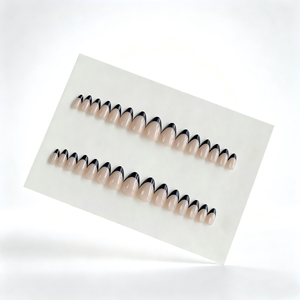 30 <span class=keywords><strong>faux</strong></span> ongles en acrylique avec boîte personnalisée, étiquette privée, style français, forme amande, longueur moyenne pour adolescentes - Product Image 2