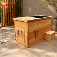 Bain froid de luxe en bois avec refroidisseur, baignoire à glace à température contrôlée pour salle de sauna