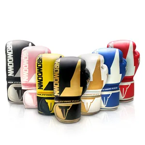 High Quality Customized Gold Plain Pu Leather Professional Training Boxing Gloves