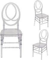 Chaise Phénix en Acrylique Transparent Effet Cristal Luxe Hôtelier, Empilable pour Mariages et Événements, Avec Coussins