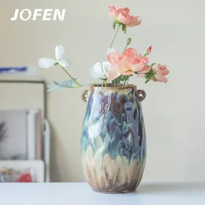 JOFEN 복고풍 중국 전통 Famve 꽃병 인테리어 탁상 장식 꽃 꽃병 세라믹 꽃병 가정 장식