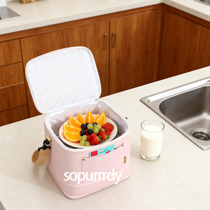 Sac à déjeuner isotherme grand format personnalisé avec logo, extensible, avec bandoulière, pour adultes, travail, voyage, plage - Product Image 4