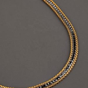 Cadenas de Acero Inoxidable Chapadas en Oro para Hacer Collares, Joyería Moderna con Circonitas Negras, Joyería Personalizada al por Mayor para Mujer - Product Image 3