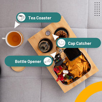 Plateau de rangement pour canapé en bambou écologique antidérapant, porte-gobelet pour canapé, pour comptoir