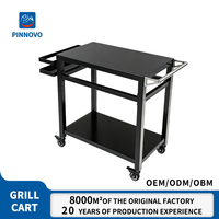 Chariot de rangement mobile Pinniu pour barbecue extérieur, table de préparation en acier robuste pour four à charbon et pizza, station de cuisson extérieure très résistante