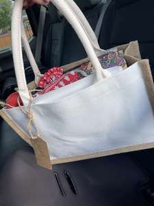 Women's DIY Wedding Gift Blank 25*25*17cm Canvas Shopping <b>Bag</b> for Bridesmaids - Product Image 3