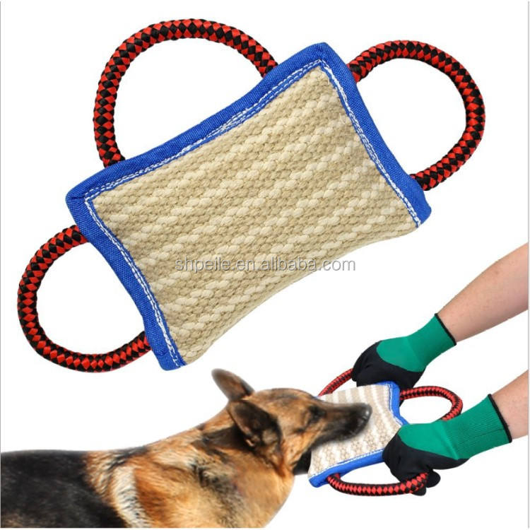 Dog Training Tug Pillow Jute K9 Training Bumper Dog Training Dummy Tug Toy - Main Image