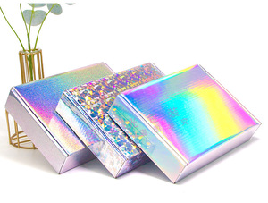 Biểu tượng tùy chỉnh laser bưu phẩm hộp giấy Holographic Laminate vận chuyển Hộp Quà Tặng bưu kiện hộp giao hàng cho quần áo nến Tóc Giả mỹ phẩm - Product Image 4