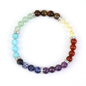 Venta al por mayor barato 100% curación natural 7 Chakra piedras preciosas cristal pulseras piedra para mujer joyería, cuentas de 6mm, - Product Image 2