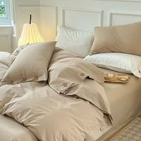 3pcs Modern King Size Bedding Set 100% Linen Washed Flax Soft Duvet Cover with Button Closure Pillowcase for Hotels