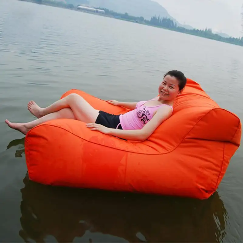 Chaise de pouf extérieur de taille géante, chaise longue de pouf latéral de piscine, lits paresseux de haricot imperméables faciles et amusants sur la piscine