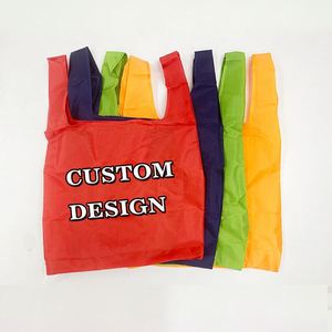 Sac fourre-tout en polyester pliable personnalisé bon marché en gros sac à provisions en polyester pliable personnalisé sac à provisions en polyester pliable dans une pochette à pression - Product Image 1