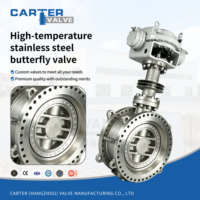 Válvula de Mariposa de Alta Temperatura con Asiento Metálico 904L, Tipo Wafer con Brida, Manual, Neumática, Triple Excéntrica, para Gas, Certificación CE, Clase JIS 1500