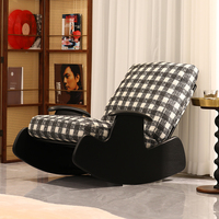 Fauteuil à bascule en bois massif, fauteuil de détente rembourré, siège individuel pour salon