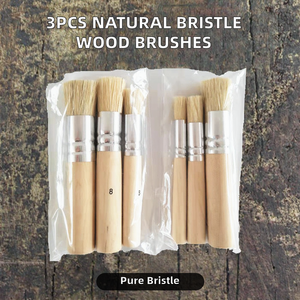 NINGDA Model 949 3pcs Wooden <b>Stencil</b> <b>Brushes</b> Pure Natural Bristle for Acrylic Oil Watercolor Art Painting on /Wood Wall or Paper - Product Image 2
