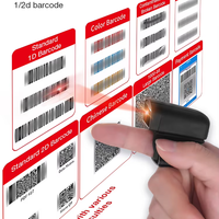 QUNSUO-S02 Escáner de Código de Barras Inalámbrico Portátil con Bluetooth, Escáner de Anillo de Código de Barras 1D/2D