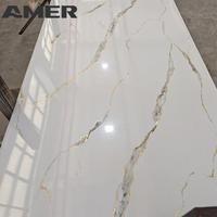 Amer Décoration murale d'intérieur Panneau mural UV très brillant Feuille de marbre UV en marbre PVC