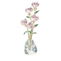 Ornements floraux en cristal artificiel rose de luxe léger, vase transparent, décoration d'intérieur haut de gamme, cadeau de pendaison de crémaillère pour bureau