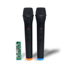 Ensemble de microphones sans fil portatifs UHF double avec carte réceptrice (sans écran) et tubes de queue codés par couleur pour l'identification des canaux - Product Image 1