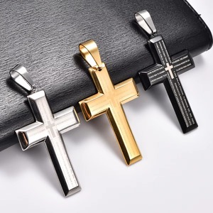 Collar con Colgante de Cruz Grueso de Acero Inoxidable con Estampado Punk para Mujeres y Hombres, Amuletos Religiosos de Oración y Fe, Cadena de Joyería Metálica, Regalo - Product Image 5
