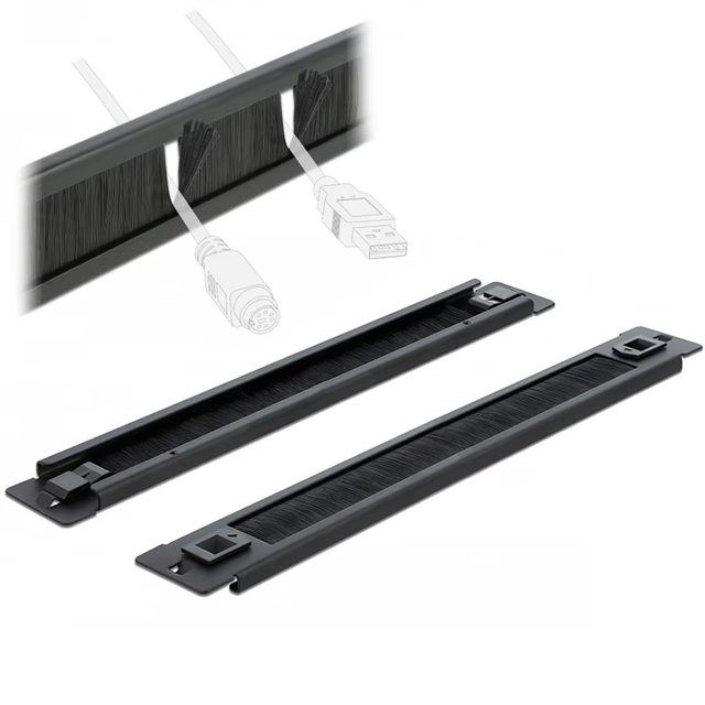 Bossry EYBP-BT1RU-10 19" 1U Black Brush Cable Snap-in Rack Panel with Tool-free Installation for Networking Cable Management