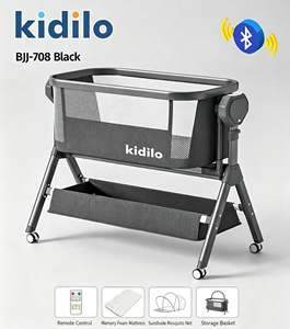 Lit bébé pliable Kidilo de haute qualité avec moustiquaire et panier de rangement, capacité de charge de 20 kg, pour les enfants de 0 à 3 ans, pour la maison - Product Image 6