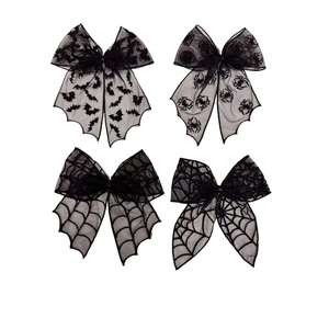 High Quality Gothic Embroidery Mesh Bow Hair Clip for Halloween DIY Costume Accessory - Product Image 1