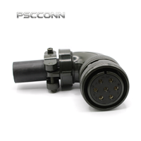 Connecteur circulaire électrique industriel fileté femelle 7 broches PSCCONN, série MS5015 MS3108B 24-10S, prise de signal à angle de 90 degrés