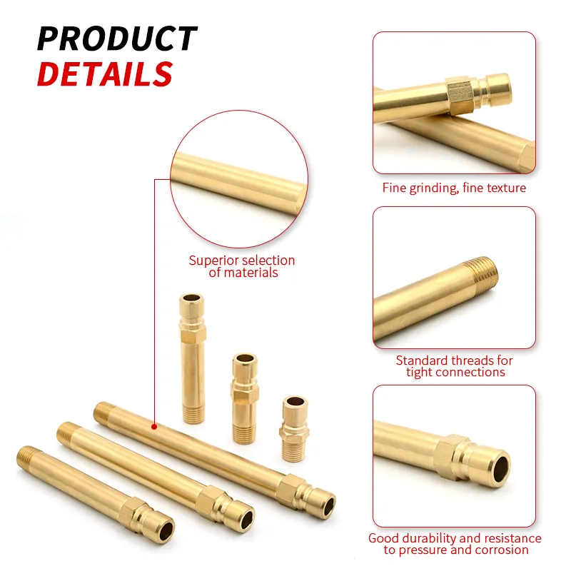 China Manufacturer Custom Brass Extended Nipple Thread For Pipe Fittings Hose Nipples