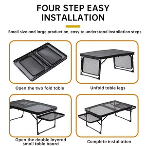 Mesa plegable portátil de malla de hierro para uso en exteriores y Playa Aleación de aluminio de altura ajustable para el hogar Puesto Camping - Product Image 3