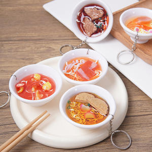 Porte-clés pendentif bol de ramen japonais en plastique, modèle alimentaire factice, thème amour, imitant des nouilles - Product Image 1
