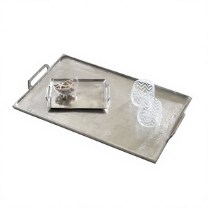 High Demand Aluminum Rectangular Serving <b>Tray</b> With Handle for Home and Restaurant <b>Snacks</b> & Drinks Serving <b>Trays</b> - Product Image 1
